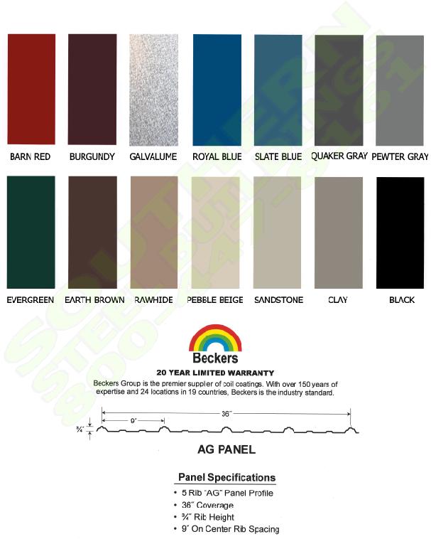 Steel Building Color Chart